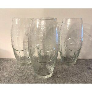 Set of 4 Clear Football Shaped Glasses  6.5" Tall  #2173